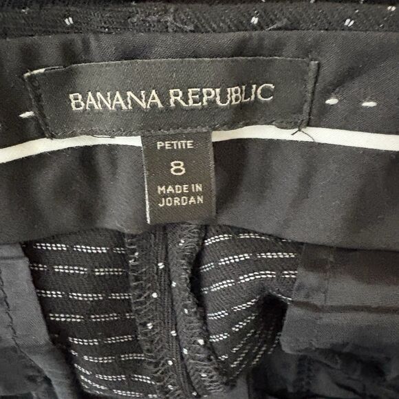 Banana Republic Pants Women Size 8 Petite Sloan Black Polka Dot Ankle Preppy - Picture 4 of 6